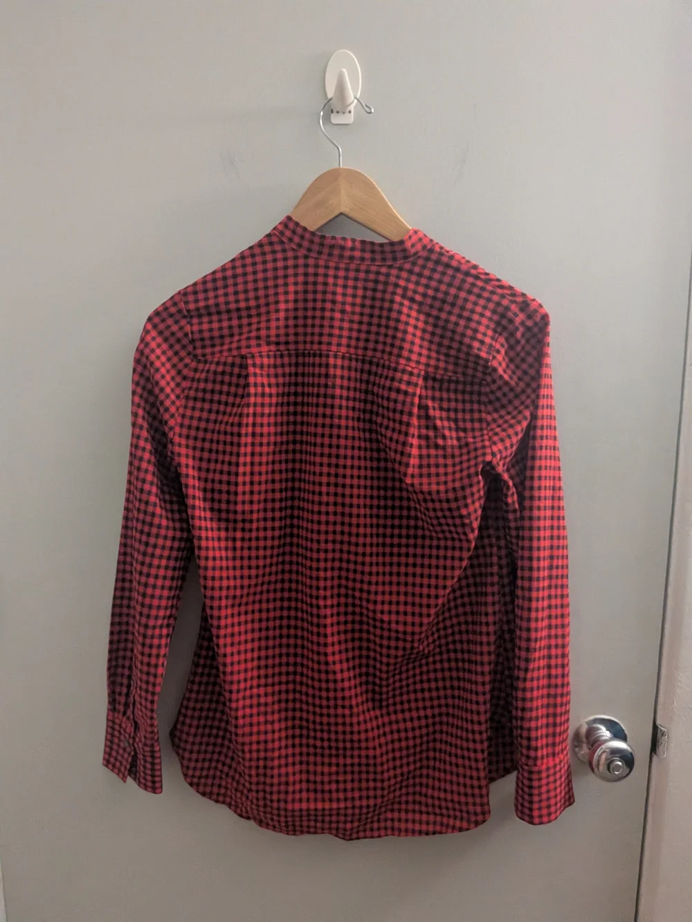 J.Crew Red & Black Gingham Pintuck Pleat Button Up Blouse Size XS CabinCore Gran